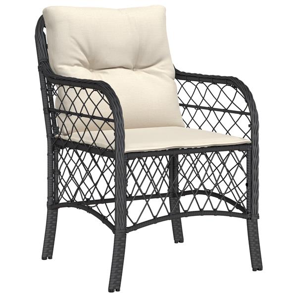 Grote foto vidaxl tuin eetset met kussen 5 pcs zwart poly riet tuin en terras tuinmeubelen