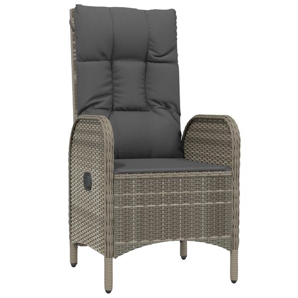 Grote foto vidaxl tuin eetset met kussen 3 pcs grijs poly riet tuin en terras tuinmeubelen