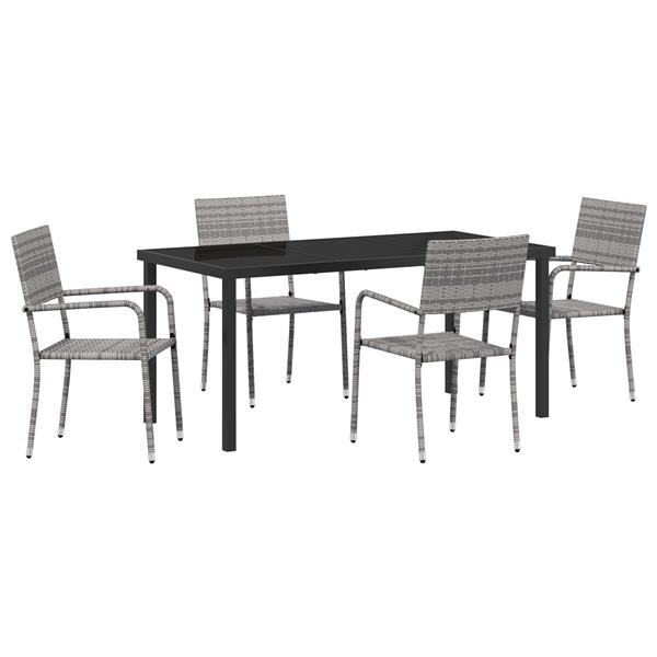 Grote foto vidaxl tuin eetset 5 pcs grijs poly riet tuin en terras tuinmeubelen
