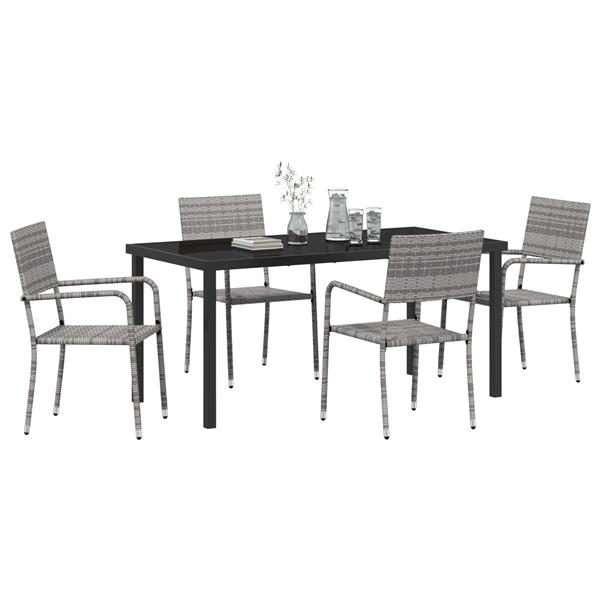 Grote foto vidaxl tuin eetset 5 pcs grijs poly riet tuin en terras tuinmeubelen