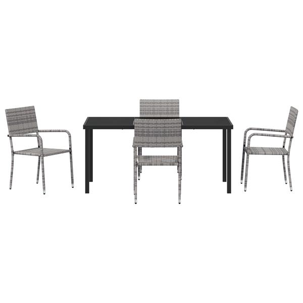 Grote foto vidaxl tuin eetset 5 pcs grijs poly riet tuin en terras tuinmeubelen