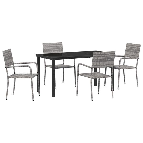 Grote foto vidaxl tuin eetset 5 pcs grijs poly riet tuin en terras tuinmeubelen