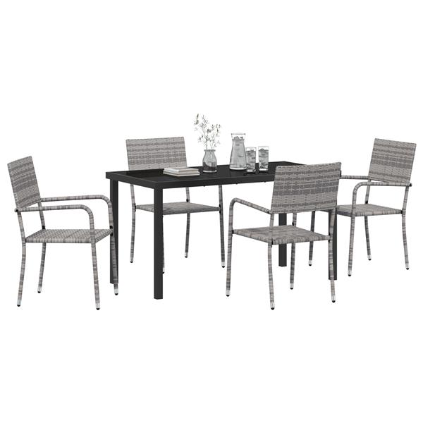 Grote foto vidaxl tuin eetset 5 pcs grijs poly riet tuin en terras tuinmeubelen