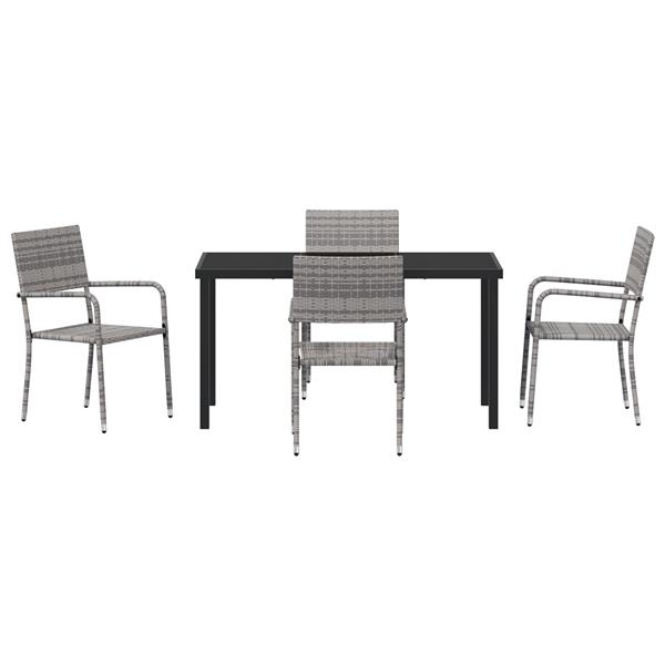 Grote foto vidaxl tuin eetset 5 pcs grijs poly riet tuin en terras tuinmeubelen