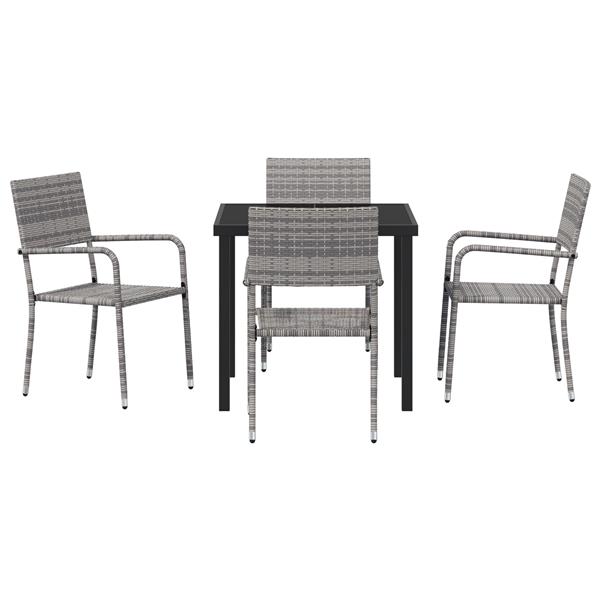 Grote foto vidaxl tuin eetset 5 pcs grijs poly riet tuin en terras tuinmeubelen