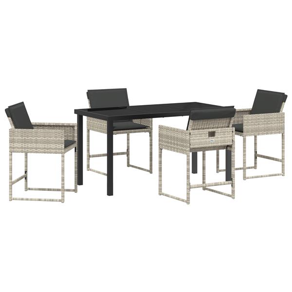 Grote foto vidaxl tuin eetset met kussen 5 pcs lichtgrijs poly riet tuin en terras tuinmeubelen
