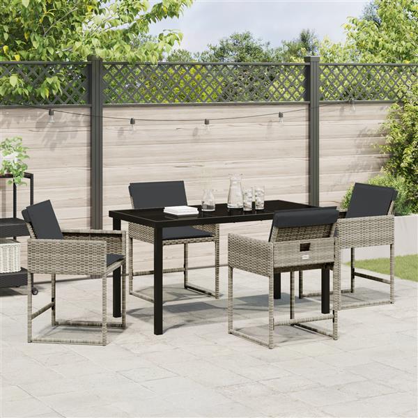Grote foto vidaxl tuin eetset met kussen 5 pcs lichtgrijs poly riet tuin en terras tuinmeubelen