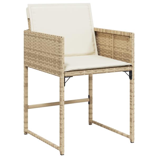 Grote foto vidaxl tuin eetset met kussen 5 pcs beige poly riet tuin en terras tuinmeubelen