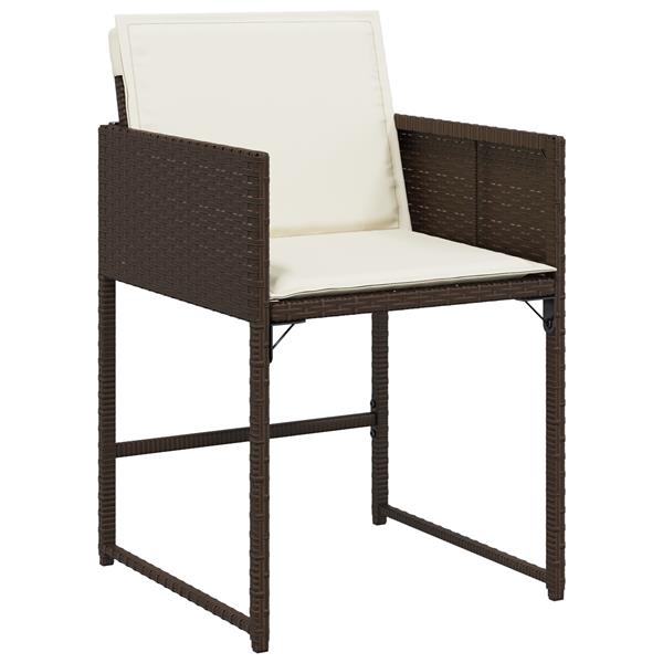Grote foto vidaxl tuin eetset met kussen 5 pcs bruin poly riet tuin en terras tuinmeubelen