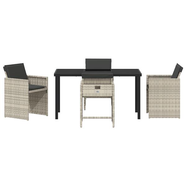 Grote foto vidaxl tuin eetset met kussen 5 pcs lichtgrijs poly riet tuin en terras tuinmeubelen