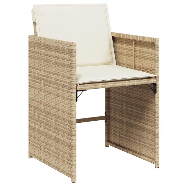 Grote foto vidaxl tuin eetset met kussen 5 pcs beige poly riet tuin en terras tuinmeubelen