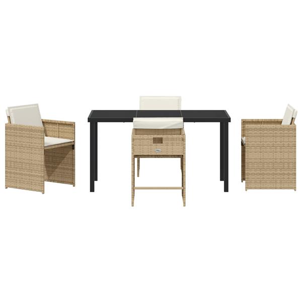 Grote foto vidaxl tuin eetset met kussen 5 pcs beige poly riet tuin en terras tuinmeubelen