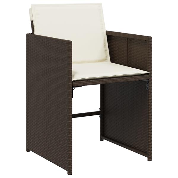 Grote foto vidaxl tuin eetset met kussen 5 pcs bruin poly riet tuin en terras tuinmeubelen