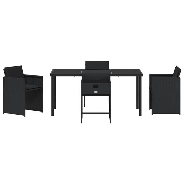 Grote foto vidaxl tuin eetset met kussen 5 pcs zwart poly riet tuin en terras tuinmeubelen
