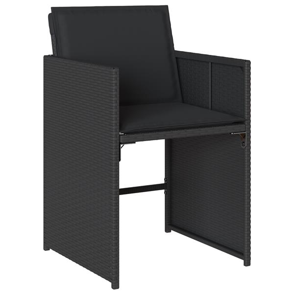 Grote foto vidaxl tuin eetset met kussen 5 pcs zwart poly riet tuin en terras tuinmeubelen