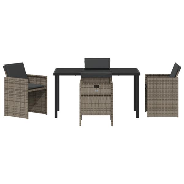 Grote foto vidaxl tuin eetset met kussen 5 pcs grijs poly riet tuin en terras tuinmeubelen