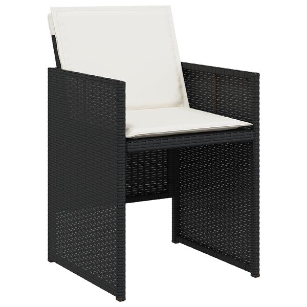 Grote foto vidaxl tuin eetset met kussen 5 pcs zwart poly riet tuin en terras tuinmeubelen