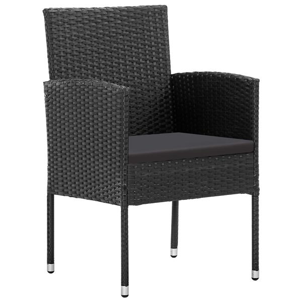 Grote foto vidaxl tuin eetset met kussen 5 pcs zwart poly riet tuin en terras tuinmeubelen