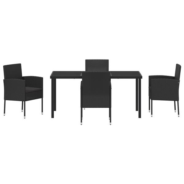Grote foto vidaxl tuin eetset met kussen 5 pcs zwart poly riet tuin en terras tuinmeubelen
