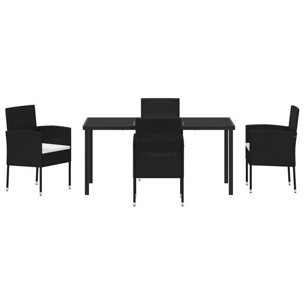 Grote foto vidaxl tuin eetset met kussen 5 pcs zwart poly riet tuin en terras tuinmeubelen