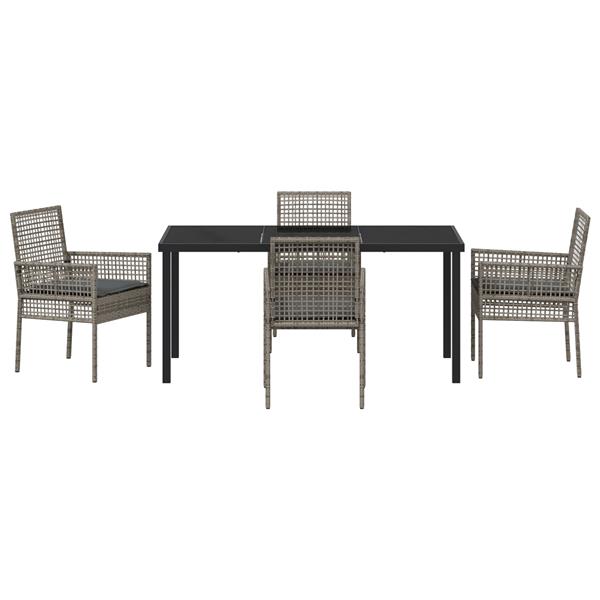 Grote foto vidaxl tuin eetset met kussen 5 pcs grijs poly riet tuin en terras tuinmeubelen