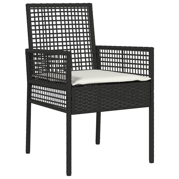 Grote foto vidaxl tuin eetset met kussen 7 pcs zwart poly riet tuin en terras tuinmeubelen