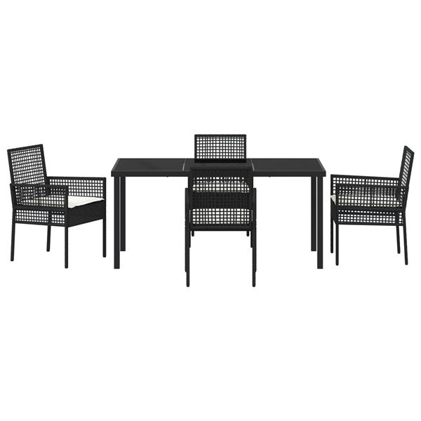 Grote foto vidaxl tuin eetset met kussen 5 pcs zwart poly riet tuin en terras tuinmeubelen