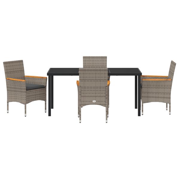 Grote foto vidaxl tuin eetset met kussen 5 pcs grijs poly riet tuin en terras tuinmeubelen