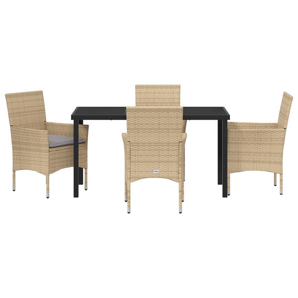 Grote foto vidaxl tuin eetset met kussen 5 pcs beige poly riet tuin en terras tuinmeubelen