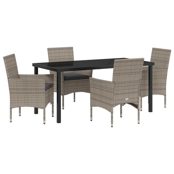 Grote foto vidaxl tuin eetset met kussen 5 pcs grijs poly riet tuin en terras tuinmeubelen