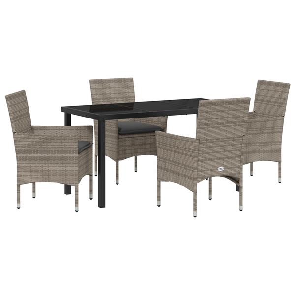 Grote foto vidaxl tuin eetset met kussen 5 pcs grijs poly riet tuin en terras tuinmeubelen
