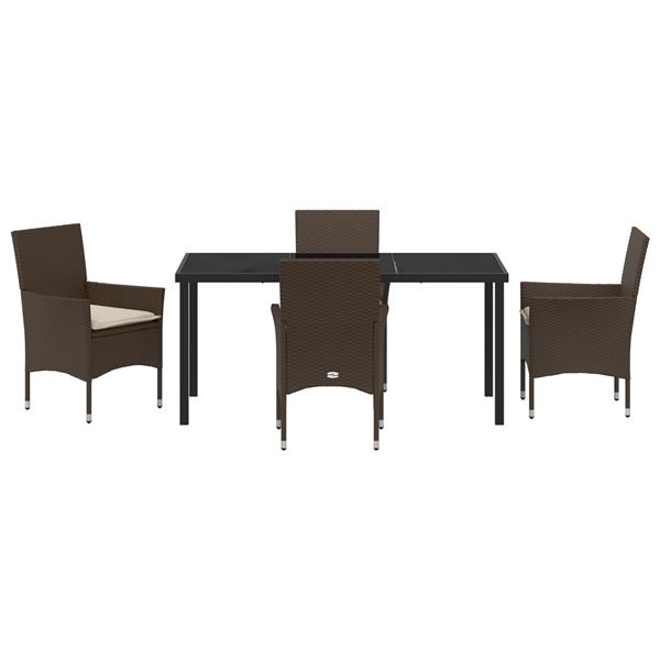 Grote foto vidaxl tuin eetset met kussen 5 pcs bruin poly riet tuin en terras tuinmeubelen