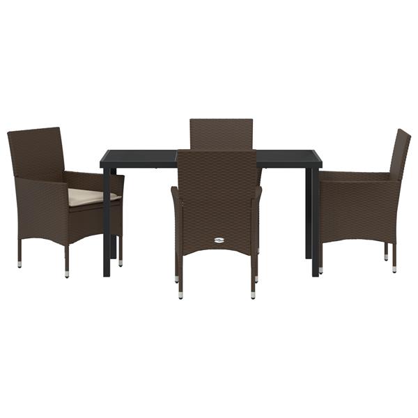 Grote foto vidaxl tuin eetset met kussen 5 pcs bruin poly riet tuin en terras tuinmeubelen