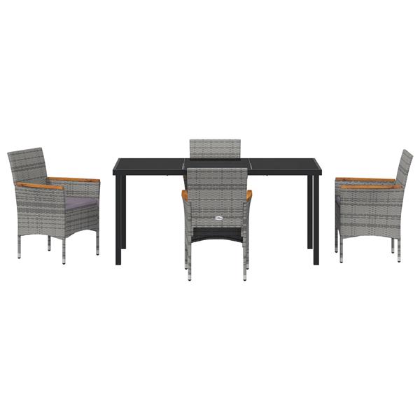 Grote foto vidaxl tuin eetset met kussen 5 pcs grijs poly riet tuin en terras tuinmeubelen