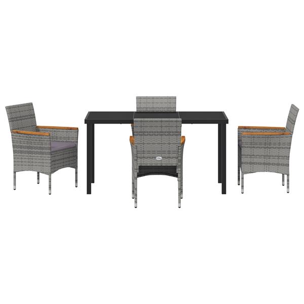 Grote foto vidaxl tuin eetset met kussen 5 pcs grijs poly riet tuin en terras tuinmeubelen