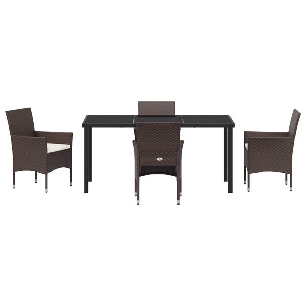 Grote foto vidaxl tuin eetset met kussen 5 pcs bruin poly riet tuin en terras tuinmeubelen