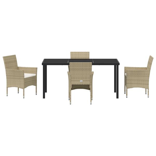 Grote foto vidaxl tuin eetset met kussen 5 pcs beige poly riet tuin en terras tuinmeubelen