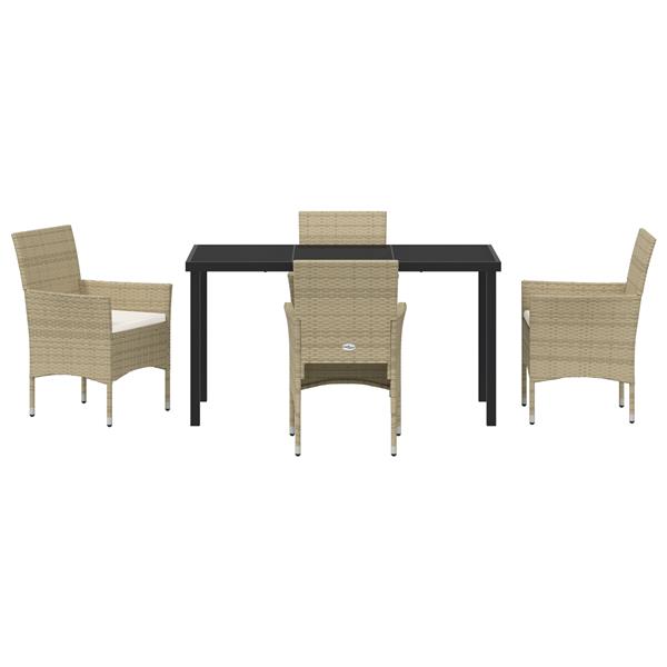Grote foto vidaxl tuin eetset met kussen 5 pcs beige poly riet tuin en terras tuinmeubelen