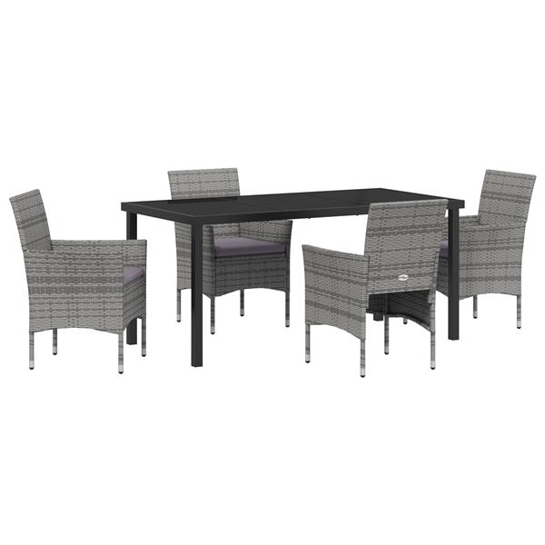 Grote foto vidaxl tuin eetset met kussen 5 pcs grijs poly riet tuin en terras tuinmeubelen
