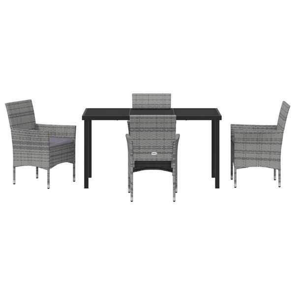 Grote foto vidaxl tuin eetset met kussen 5 pcs grijs poly riet tuin en terras tuinmeubelen