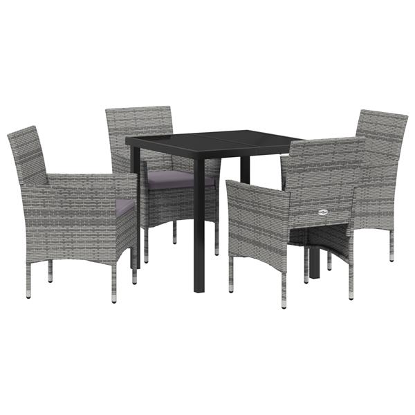 Grote foto vidaxl tuin eetset met kussen 5 pcs grijs poly riet tuin en terras tuinmeubelen