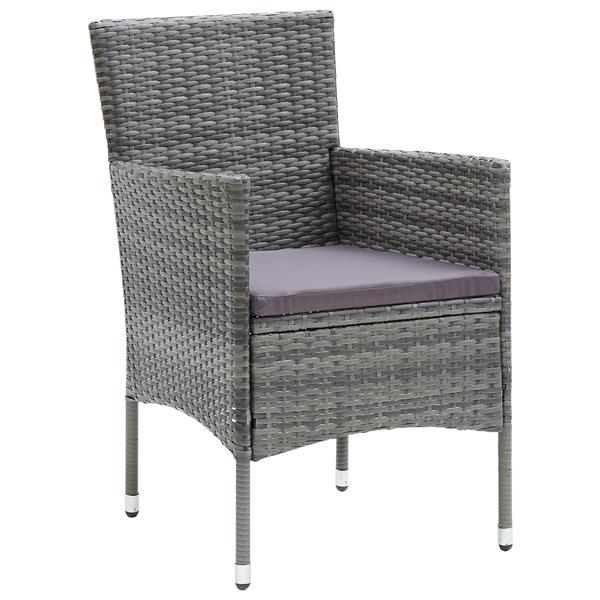Grote foto vidaxl tuin eetset met kussen 5 pcs grijs poly riet tuin en terras tuinmeubelen
