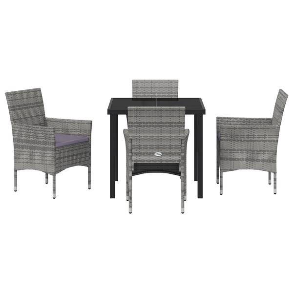 Grote foto vidaxl tuin eetset met kussen 5 pcs grijs poly riet tuin en terras tuinmeubelen
