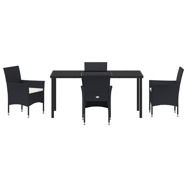Grote foto vidaxl tuin eetset met kussen 5 pcs zwart poly riet tuin en terras tuinmeubelen