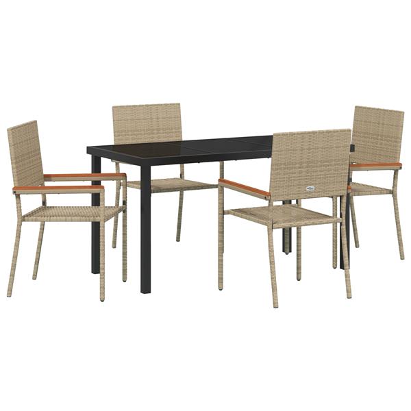 Grote foto vidaxl tuin eetset 5 pcs beige poly riet tuin en terras tuinmeubelen