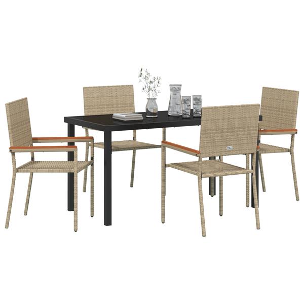 Grote foto vidaxl tuin eetset 5 pcs beige poly riet tuin en terras tuinmeubelen