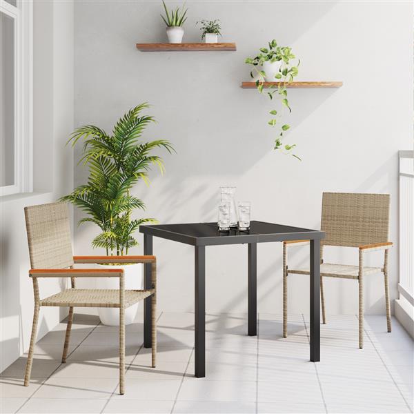 Grote foto vidaxl tuin eetset 3 pcs beige poly riet tuin en terras tuinmeubelen