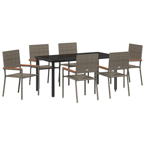 Grote foto vidaxl tuin eetset 7 pcs grijs poly riet tuin en terras tuinmeubelen