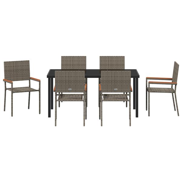 Grote foto vidaxl tuin eetset 7 pcs grijs poly riet tuin en terras tuinmeubelen