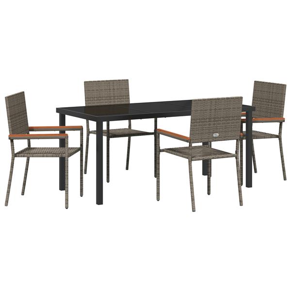 Grote foto vidaxl tuin eetset 5 pcs grijs poly riet tuin en terras tuinmeubelen